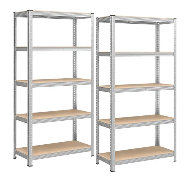 SONGMICS Shelving, 5-Tier, Set of 2, 180x90x40cm, Silver