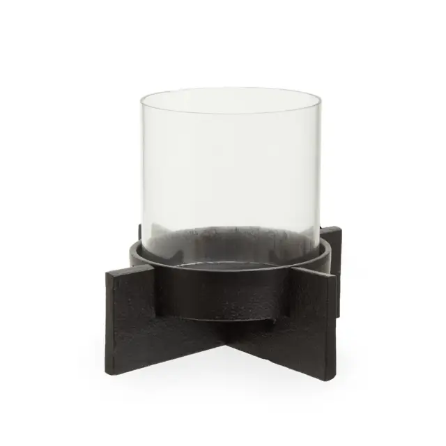 Hapax Small Matt Black Finish Candle Holder