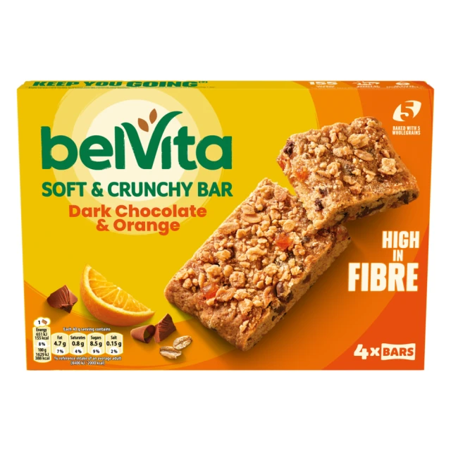 Belvita Baked Bar Orange And Chocolate 160g