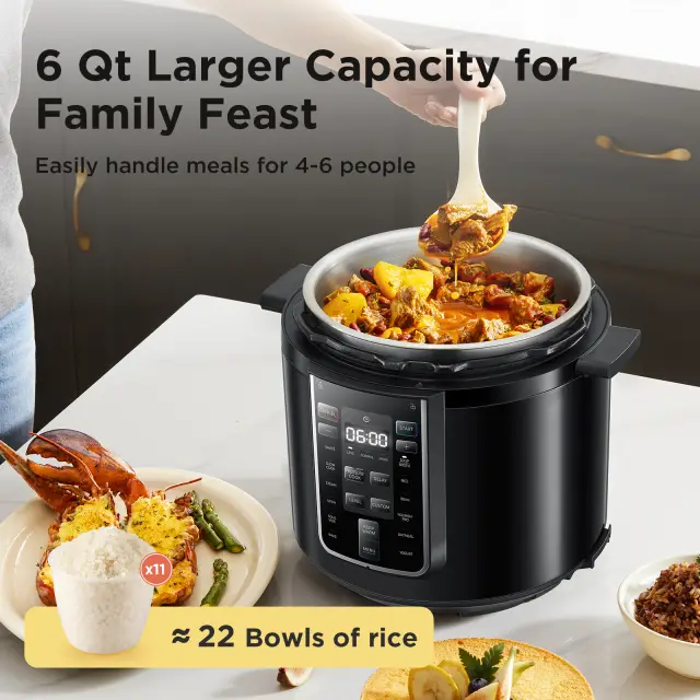 Midea Pressure Cooker 6L, 70% Faster 13 Presets, Recipes on line, 9-in-1 Multi Cooker(Yogurt Maker, Rice Cooker, Slow Cooker, Sauté, Steamer,etc.) Stainless Steels Inner Pot Non-Stick Dishwasher Safe