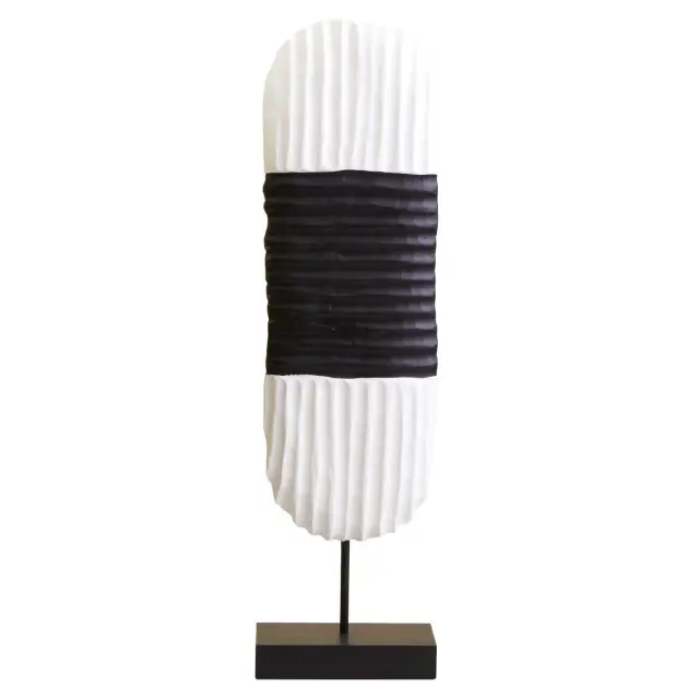 Fidel Black and White Mango Wood Oblong Sculpture