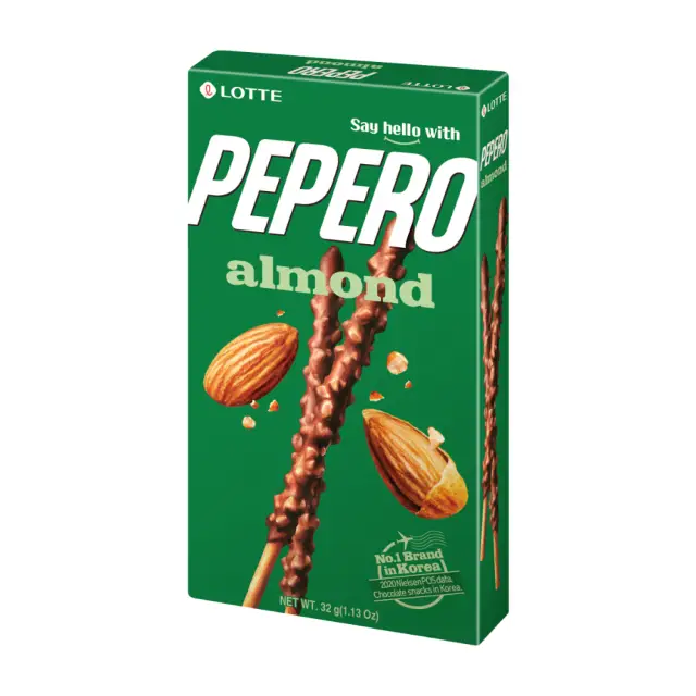Lotte Pepero Biscuit Sticks with Almond Chocolate Coating 32g 乐天PEPERO杏仁巧克力棒 32g