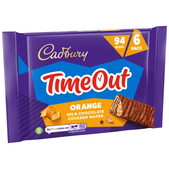Cadbury Timeout Orange Chocolate Wafer Bars 6Pk 108g