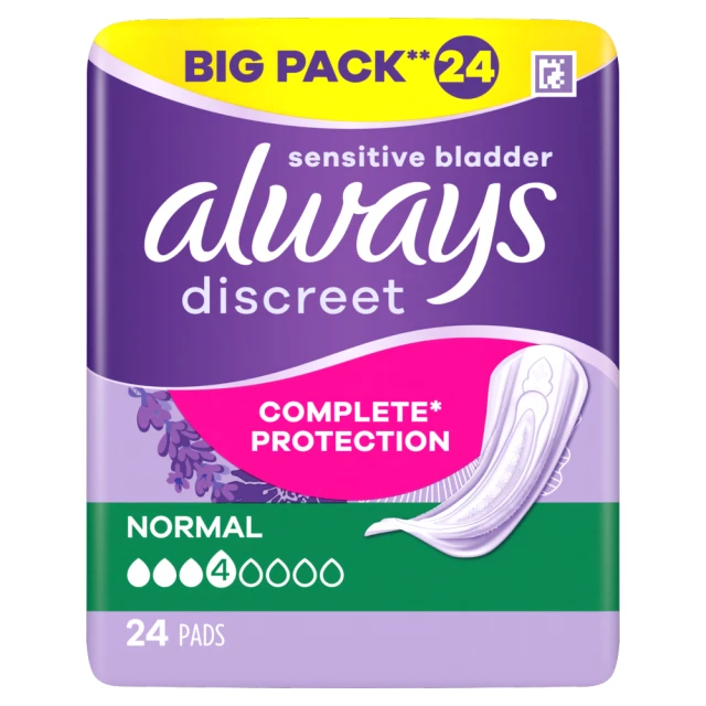 Always Discreet Incontinence Pads Women Normal 24 Count