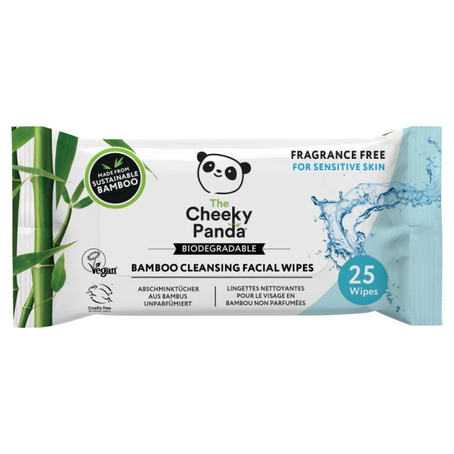 The Cheeky Panda Biodegradable 25 Bamboo Cleansing Facial Wipes Unscented