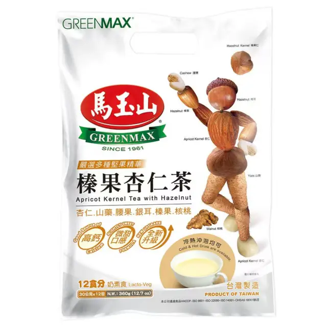 Apricot Kernel Tea With Hazelnut 30g*12pack  馬玉山-榛果杏仁茶(袋)  30g*12袋