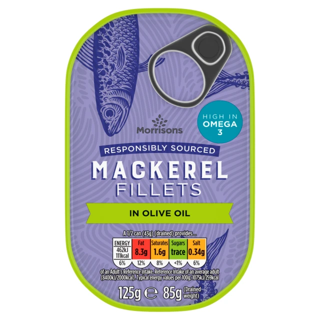 Morrisons Mackerel Fillets In Olive Oil 125g