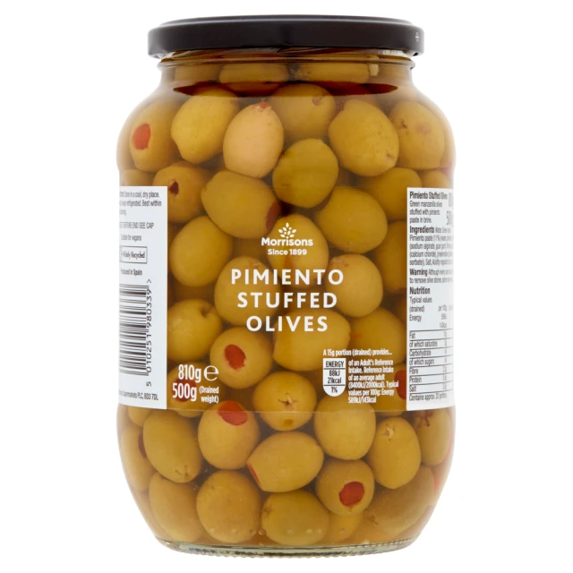 Morrisons Pimento Stuffed Green Olives In Brine 810g