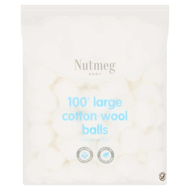Nutmeg Cotton Wool Balls - 100 Pack