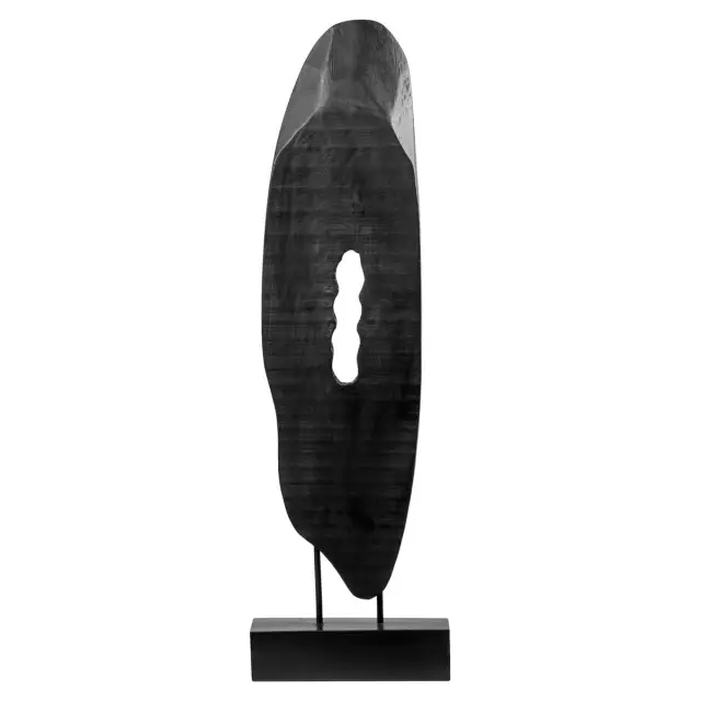 Fidel Rustic Black Vertical Mango Wood Slice Sculpture