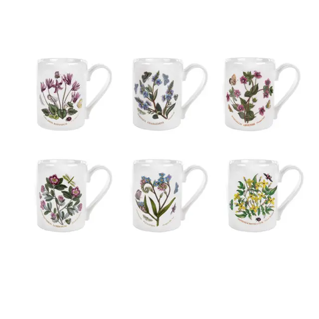 Portmeirion Botanic Garden Set Of 6 Coffee Mugs - Assorted Designs
