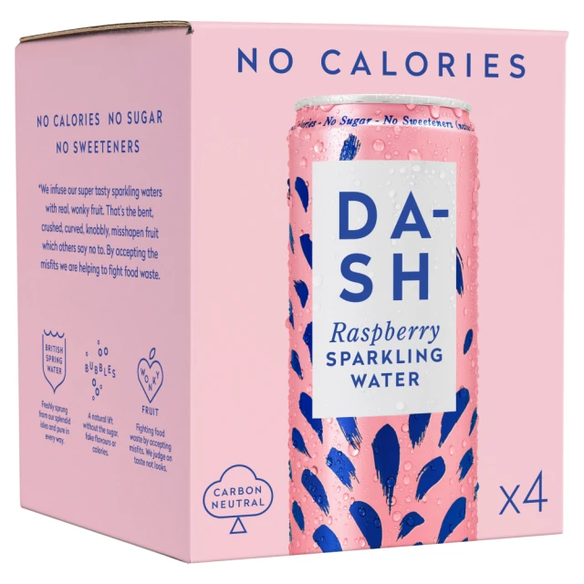 DASH Raspberry Infused Sparkling Water 4 x 330ml
