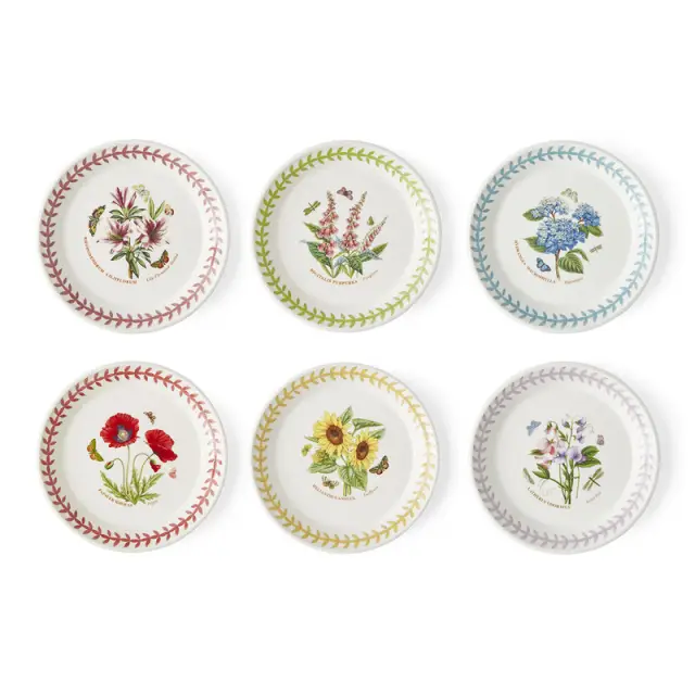 Portmeirion Botanic Garden Meadow Set Of 6 Bread Plates -Assorted Designs