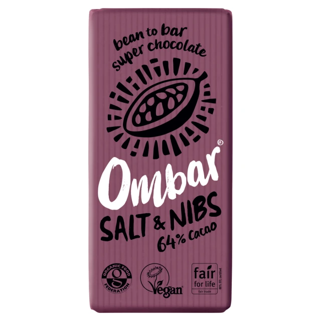 Ombar Chocolate Salt & Nibs Chocolate Bar - 70G