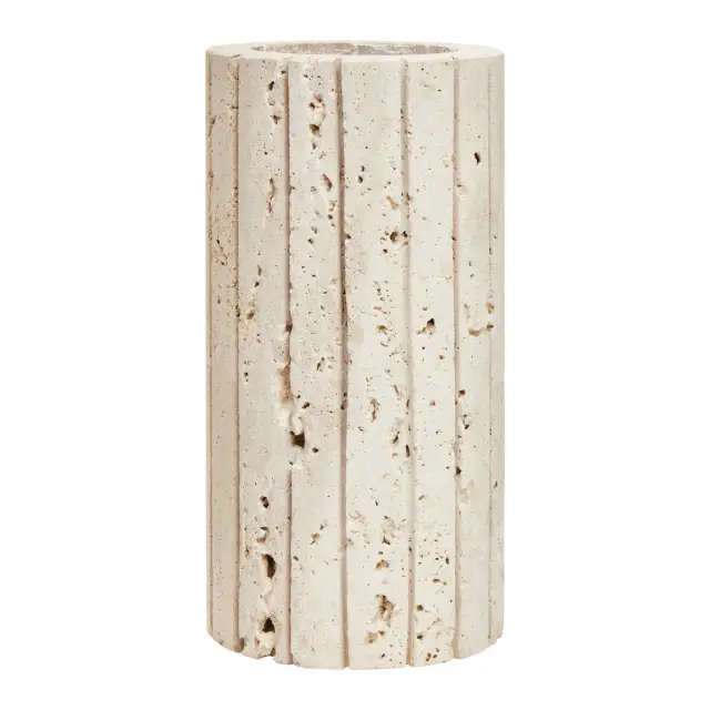 Tibor Travertine Ribbed Vase