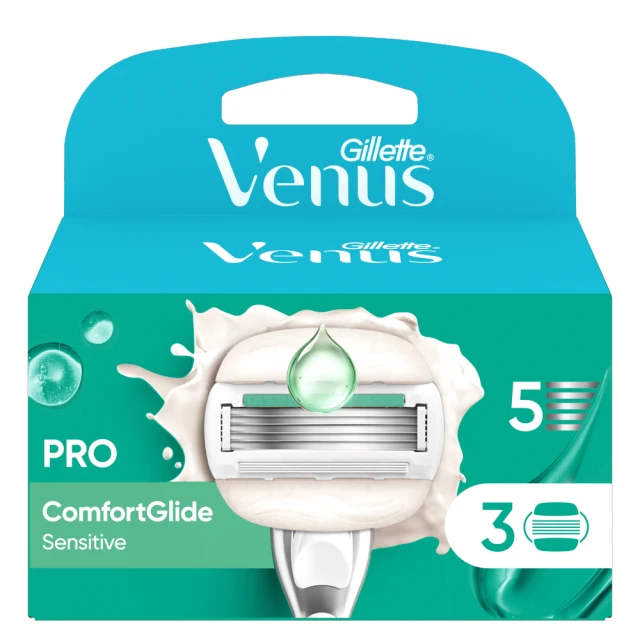 Gillette Venus ComfortGlide Sensitive, 3 Razor Blade Refills