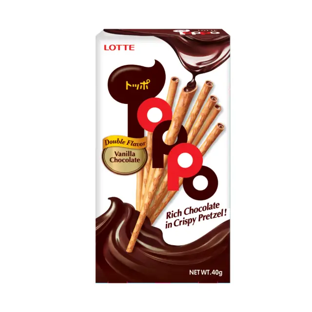 Lotte Toppo Biscuit Sticks with Vanilla Filling 40g 乐天香草味夾心棒 40g