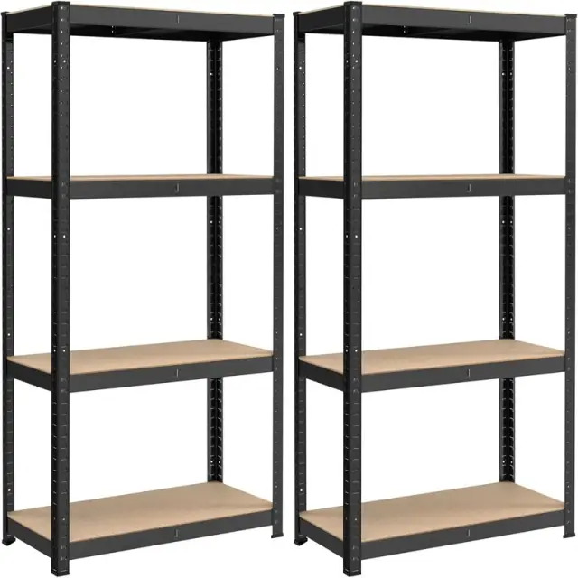 SONGMICS Shelving, 4-Tier, Set of 2, 80x40x160cm, Black