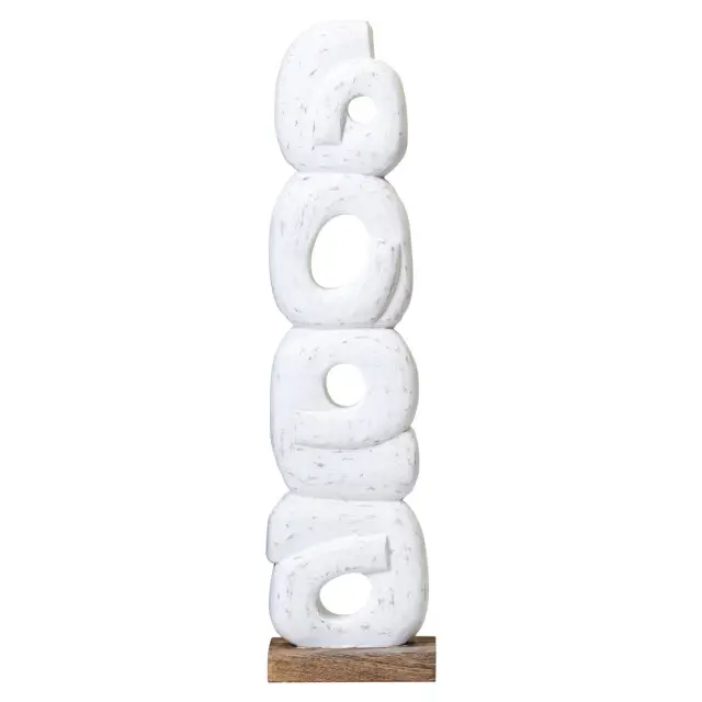 Fidel Rustic White Mango Wood Ring Sculpture