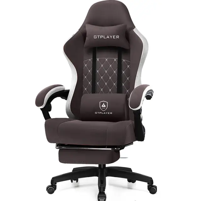 GTPLAYER LR002 Fabric Gaming Chair with Footrest Brown
