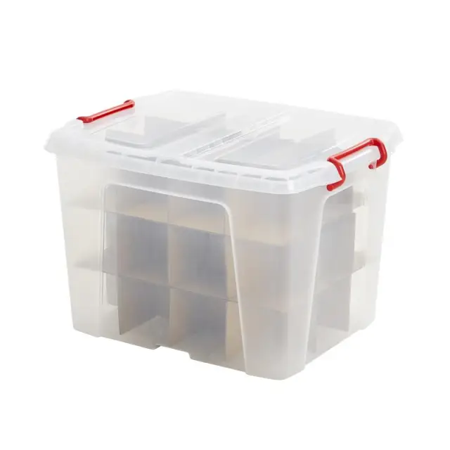 Christmas Bauble Box 40L-Clear /Red