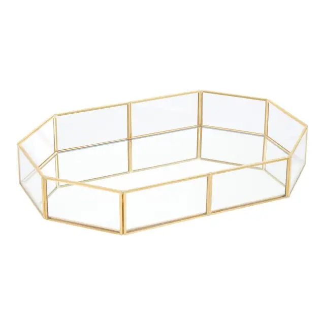 Vintage Glass Octagonal Jewellery Tray