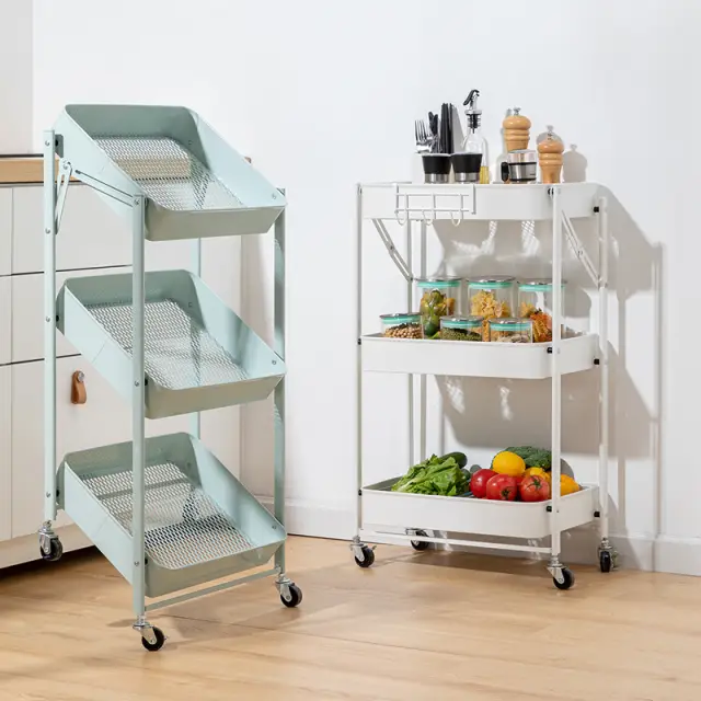 COOKER KING 3-Tier Storage Trolley with 2 Brakes - 45 x 30 x 78 cm - White