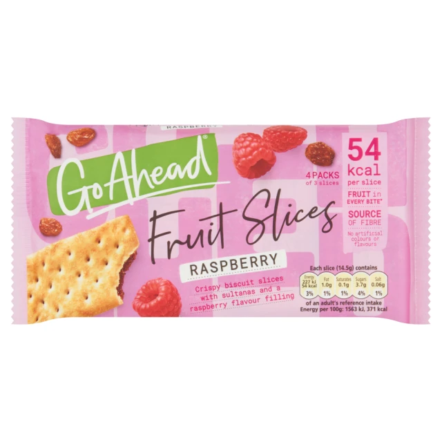 Go Ahead Raspberry Crispy Fruit Slices Snack Bars 4 x 44g