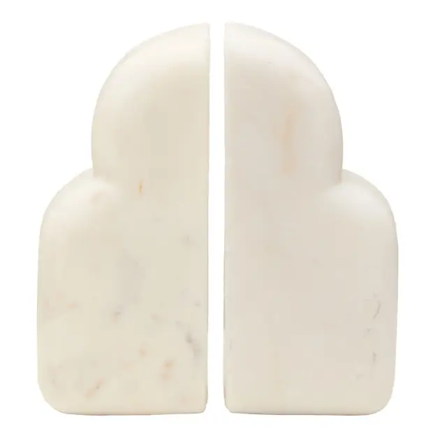 Savio White Marble Set Of Two Bookends