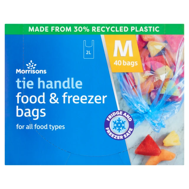 Morrisons 2L 40 Tie Handle Food & Freezer Bags