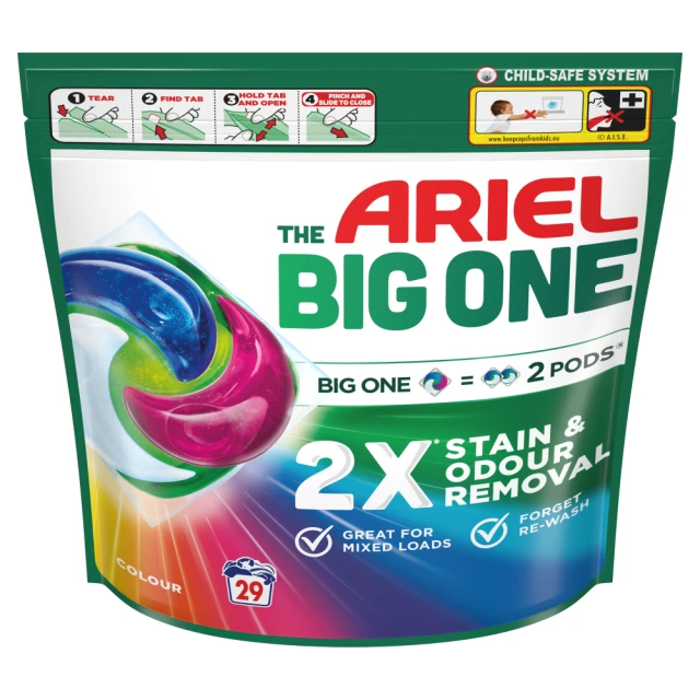 Ariel The Big One PODS, Washing Liquid Capsules 29 Washes, Colour