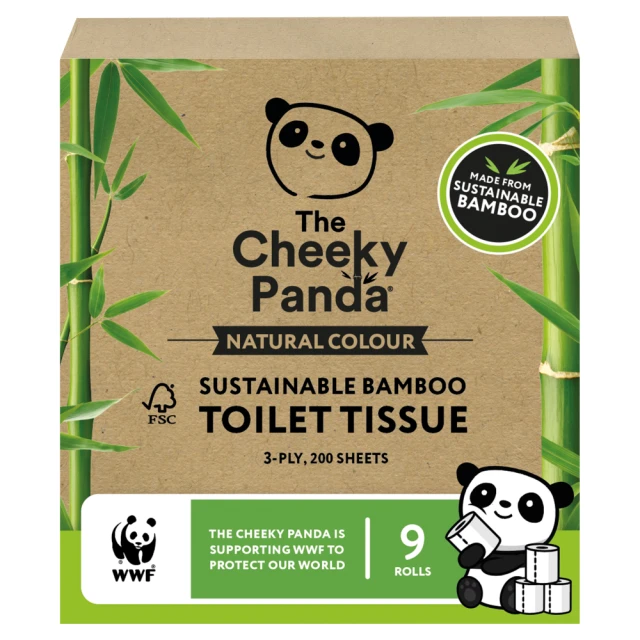 The Cheeky Panda 9 Natural Colour Sustainable Bamboo Toilet Tissue Rolls 112g