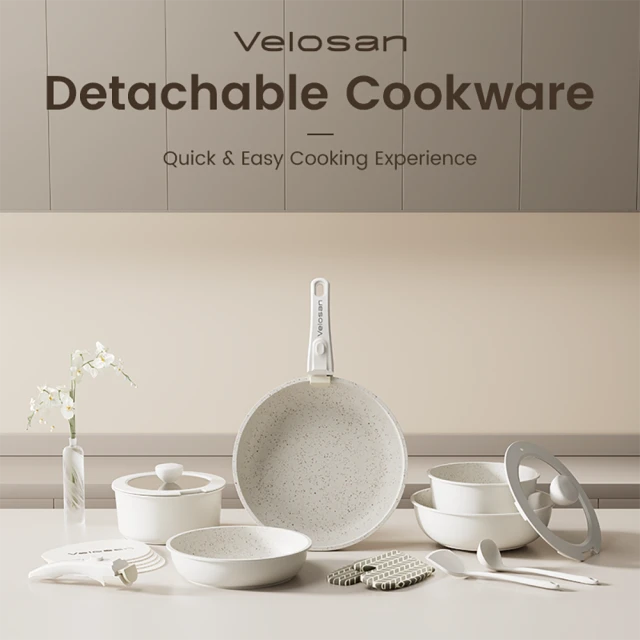 VELOSAN Aluminium Cookware Set (18 Pieces)