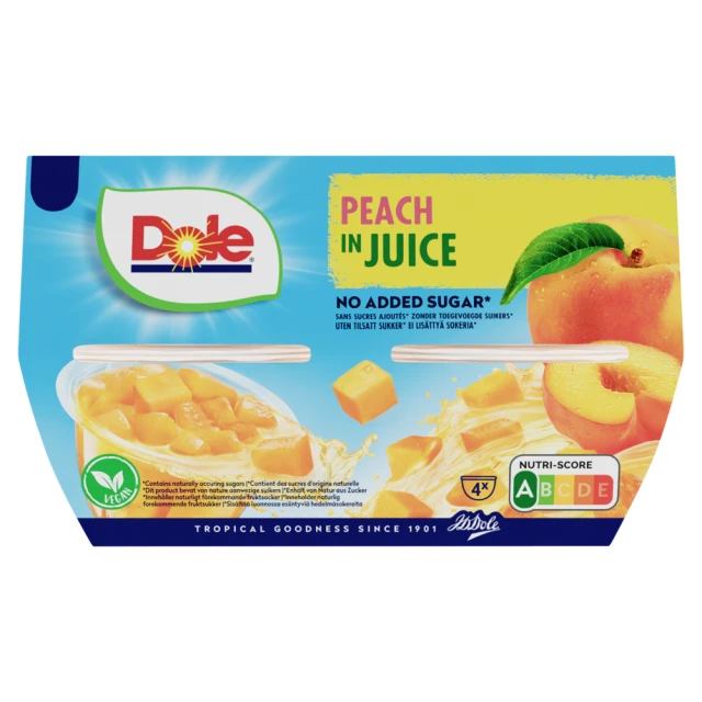 Dole Peaches In Juice 4x113g