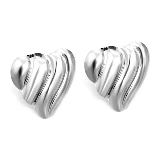 Heart Shaped Swirl Stainless Steel Stud Earrings
