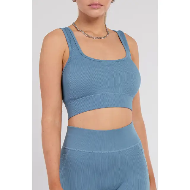 Third Avenue Seamless Fitness Bralette, Bondi Blue, L Size