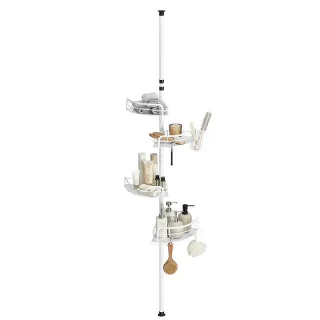 SONGMICS Ceiling Vertical Bathroom Storage Rack, 35x26.7x329.4cm, Cloud White