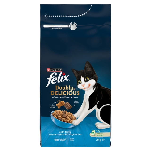FELIX Doubly Delicious Salmon & Veg Dry Cat Food 2kg