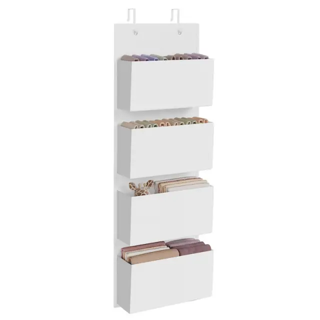 SONGMICS Hanging Closet Organizer, 33.5x12x100cm, 4 Pockets, Cloud White