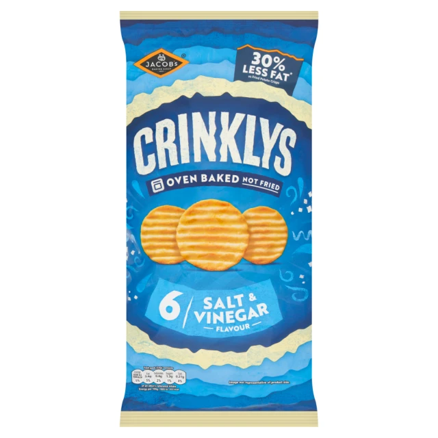 Jacob's Crinklys Salt & Vinegar Snacks Multipack 6 X 23g