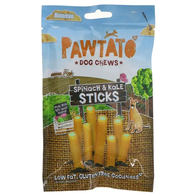 BENEVO - Pawtato Spinach & Kale Chews - Vegan Dog Chews - 120G