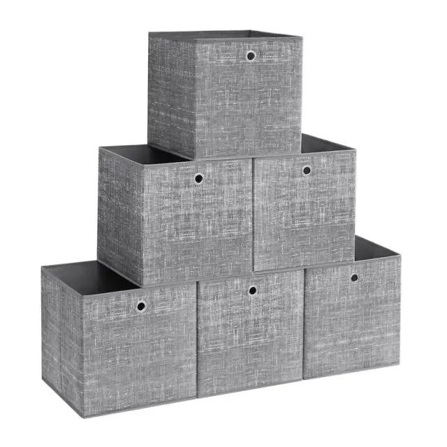 SONGMICS Storage Box, Set of 6, 33x33x33cm, Heathered Grey