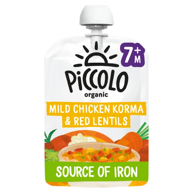 Piccolo Mild Chicken Korma & Red Lentils with Carrot, Yoghurt & Mango 130g