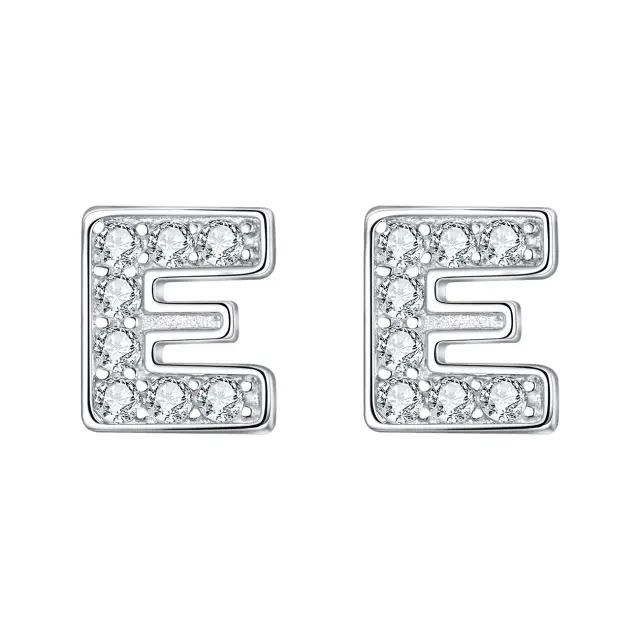Ever Faith Women's 925 Sterling Silver Pave Cubic Zirconia Initial Letter Stud Earrings Clear