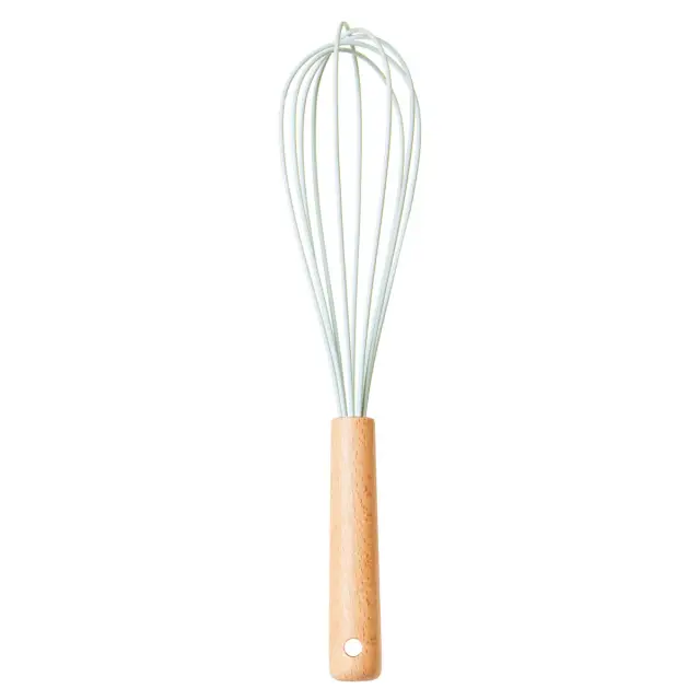 Nova Sage Green Silicone Head Whisk With Round Wood Handle
