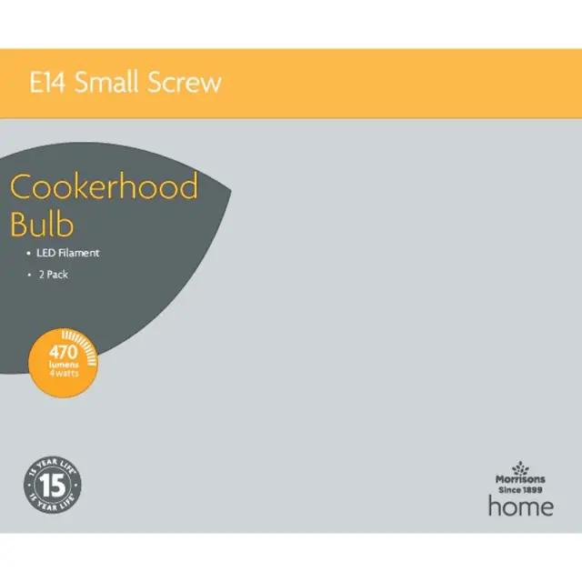 MORRISONS COOKERHOOD BULB E14 470 LUMENS 4W 2PK