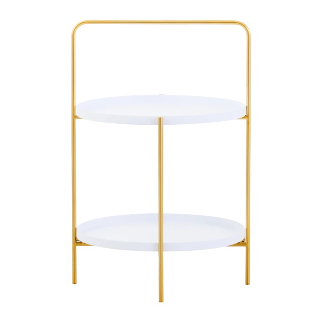 Trosa Two Tier White and Gold Side Table