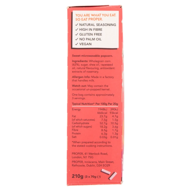 Proper - Sweet Microwave Popcorn (3 x 70g) - 210g