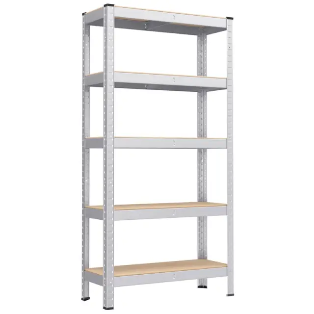 SONGMICS Shelving, with 5 Shelves, 75x30x150cm, Set of 2, Silver