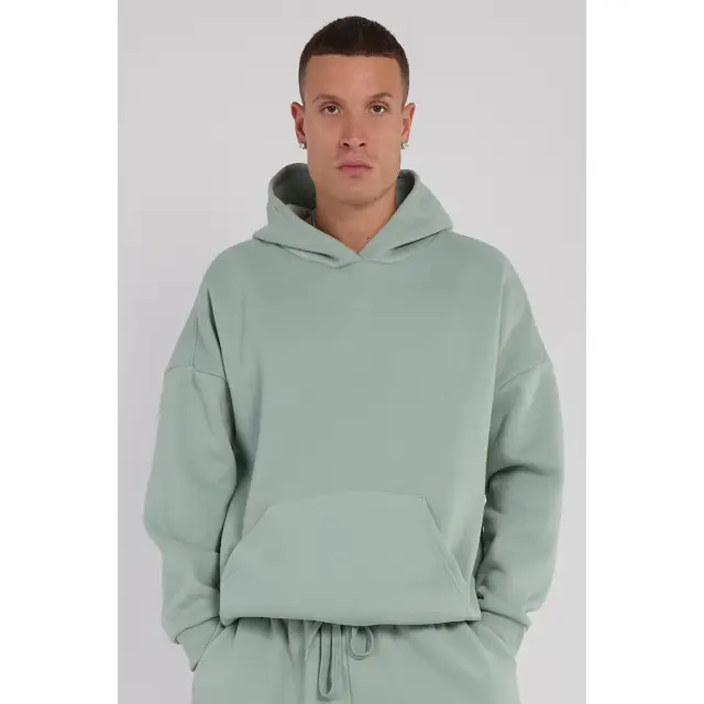 Third Avenue Oversized Fleece Pullover Hoodie, Mineral Green, XXL Size